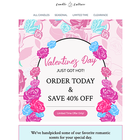 Candle Sale for Valentine's Day